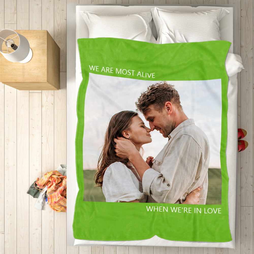 Custom Photo Blanket Fleece Throw Blanket With Text