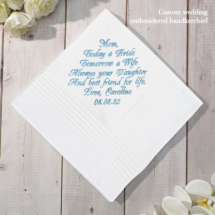 Personalized Wedding Handkerchief Embroidered Hankies Gifts for Mother of the Bride