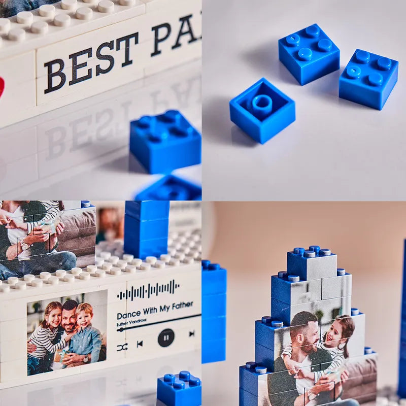 Personalized Dad Photo Building Brick Puzzles Custom Text Photo Block Father's Day Gifts