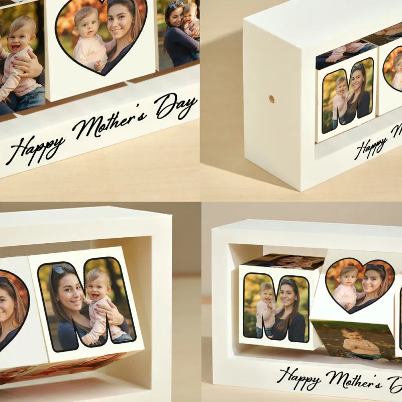 Mother's Day Gifts Custom Swing Photo Frame Rotating Photo Cube Stand for Mom