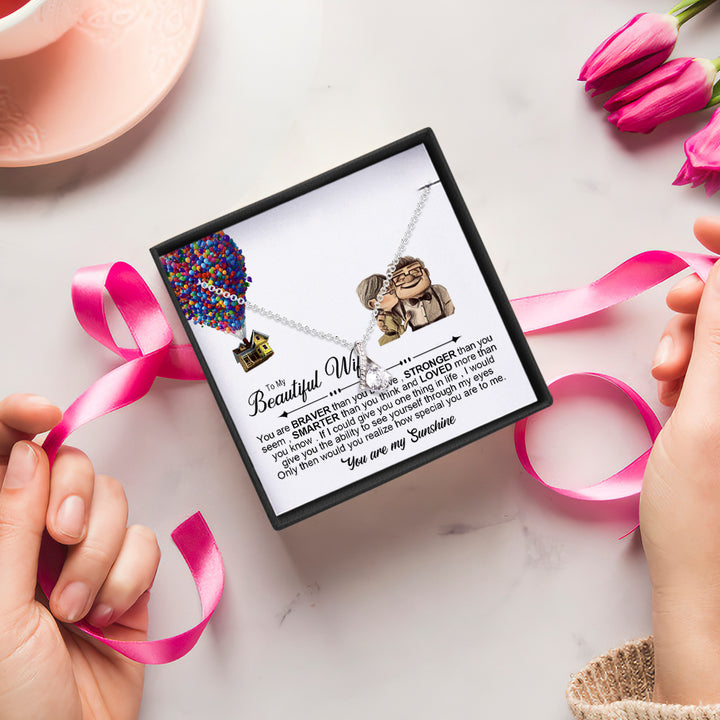 Personalized Message Card with Diamond Necklace Birthday Gift for Wife