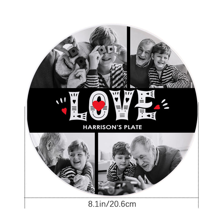 Personalized Custom Name Picture Dessert Plate LOVE Decorative Photo Dinner Plate