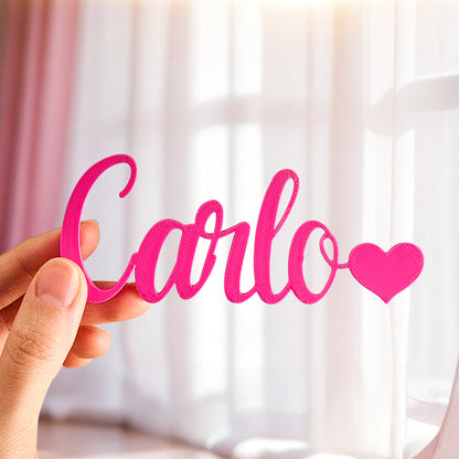 Custom 3D Printed Name Sign with Heart Shaped Desk Name Plate Home Decor Gift