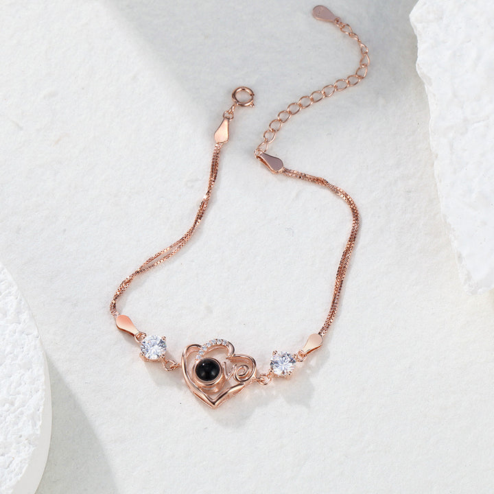 Personalized Heart-shaped Love Projection Bracelet 925 Sterling Silver