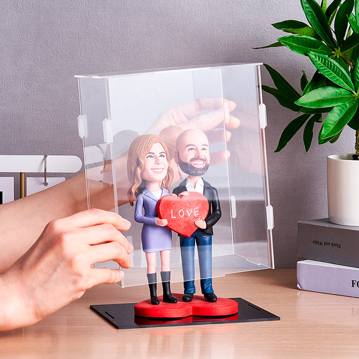 Dustproof Clear Acrylic Display Case Display Box – Protective Box for 2 People Bobbleheads Collectibles