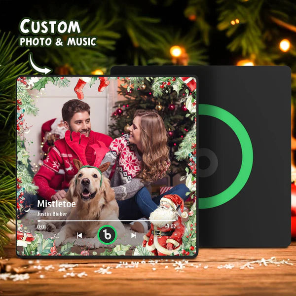 FridgeBeats Framed Custom Family Photo Music Fridge Magnet Christmas Gifts for Family Personalized Music Magnets Can Play Songs