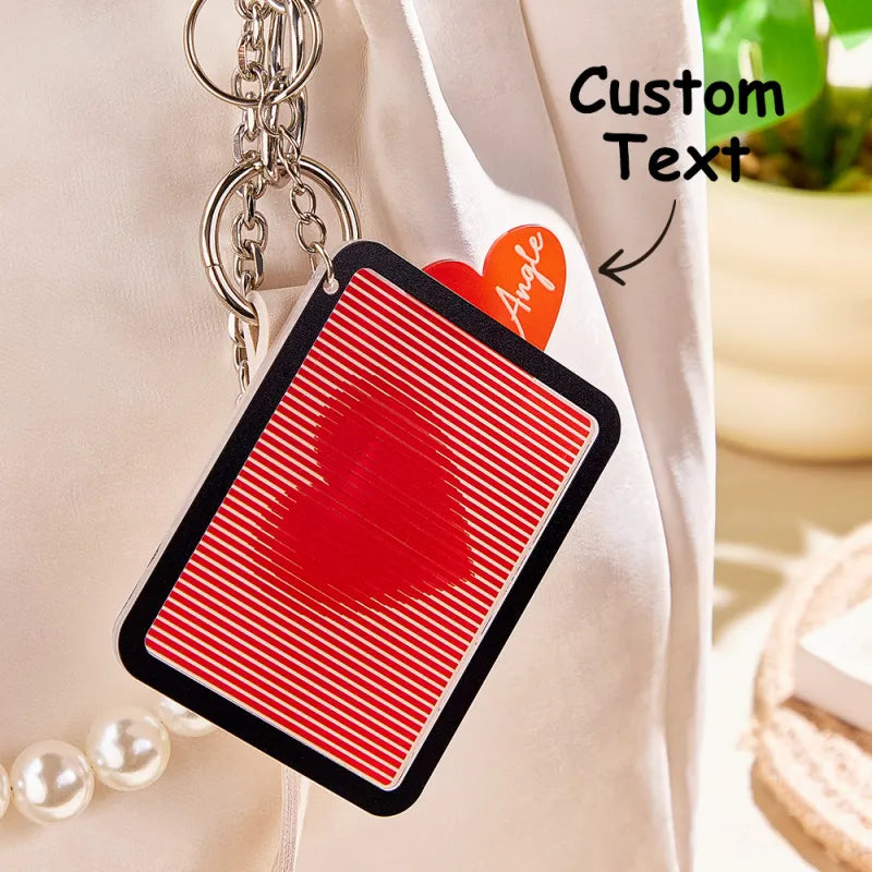 Custom Text Pull-out Keychain Red Heart Keychain Gift For Her