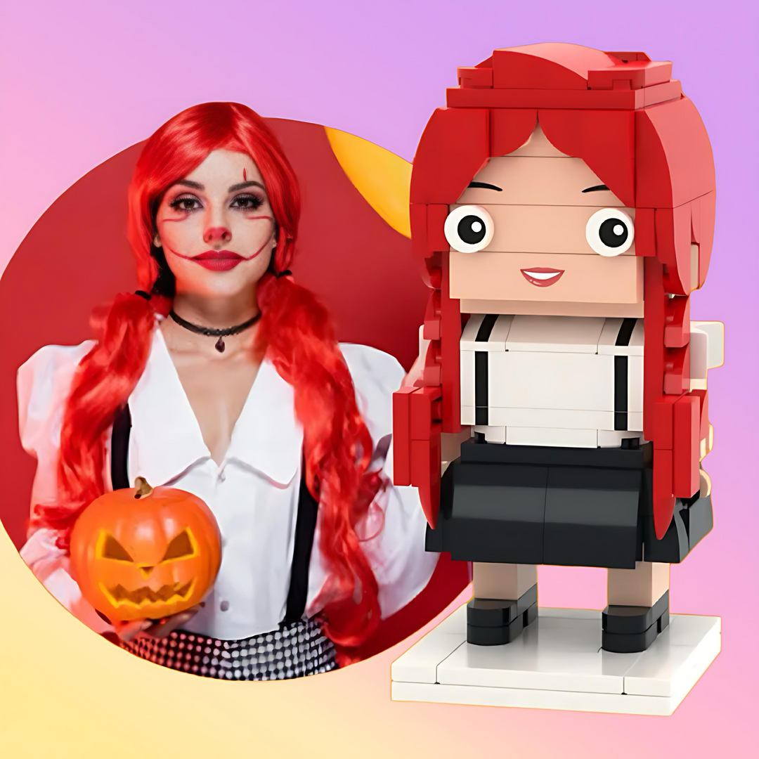 Full Body Custom 1 Person Brick Figures Small Particle Block Lady Clown Brick Figures Halloween Gifts Personalized Small Particle Block Toy