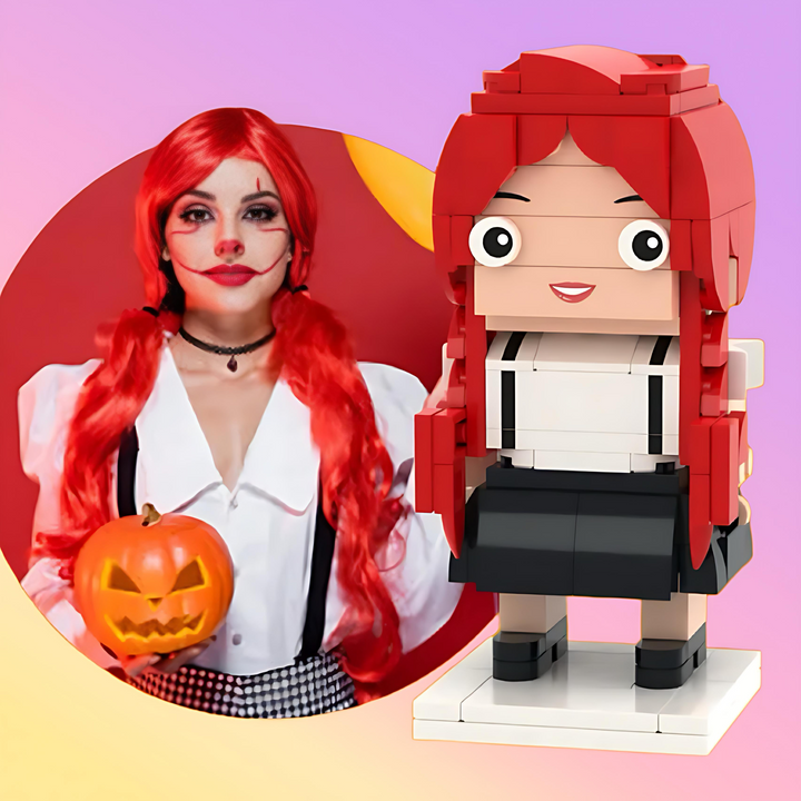 Full Body Custom 1 Person Brick Figures Small Particle Block Lady Clown Brick Figures Halloween Gifts Personalized Small Particle Block Toy