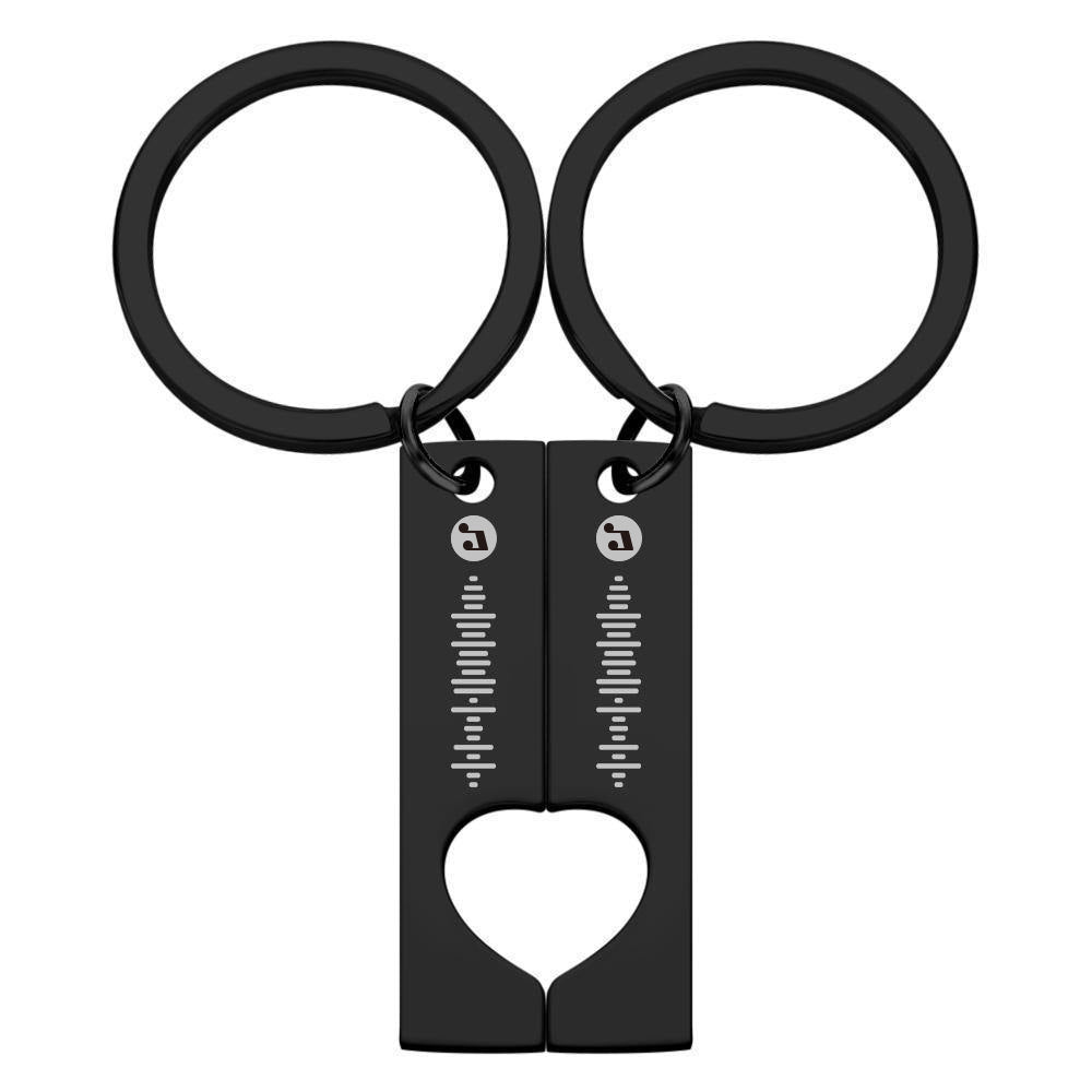 Best Gift For Friend 2 Personalized Music Code Keychain | Heart Cut Out Keychain