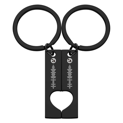 Best Gift For Friend 2 Personalized Music Code Keychain | Heart Cut Out Keychain