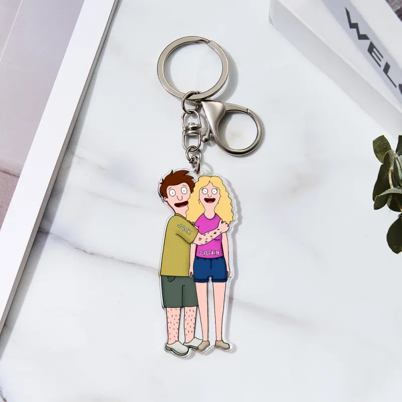 Custom Cartoon Style Keychain Personalized Keychain Gifts for Couple