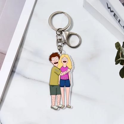 Custom Cartoon Style Keychain Personalized Keychain Gifts for Couple
