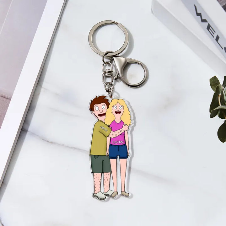 Custom Cartoon Style Keychain Personalized Keychain Gifts for Couple