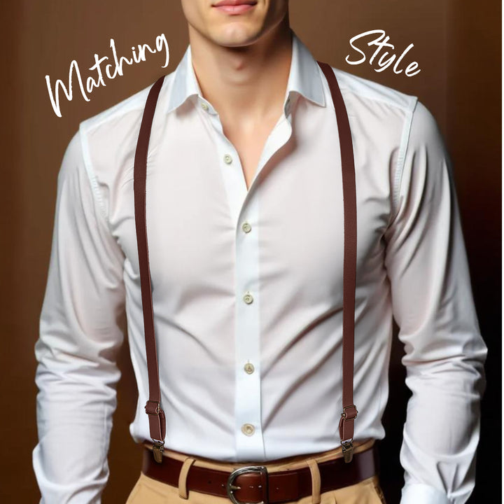 Personalized Men's PU Suspenders with Engraved Name Gift for Men Groomsmen Accessory