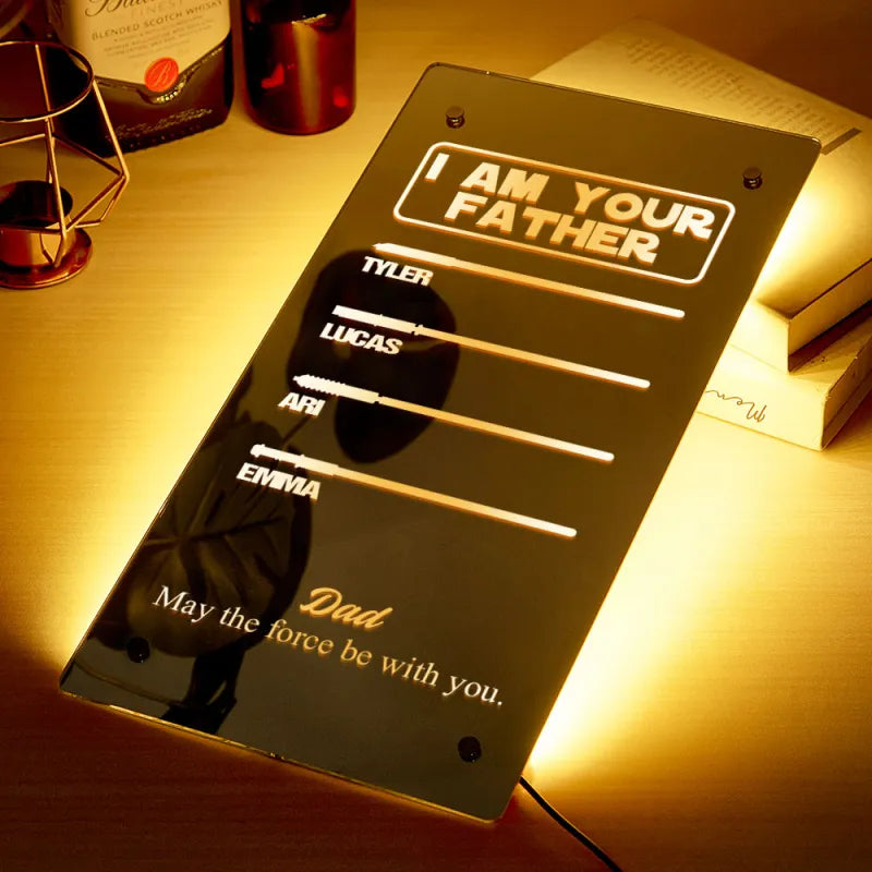 Custom Name Father's Day Hot Sale I Am Your Father Lightsaber Mirror Lamp