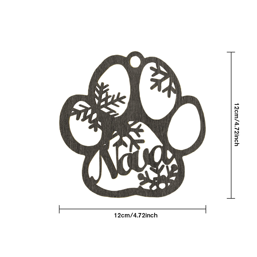 Personalized Wood Pet Paw Christmas Ornament
