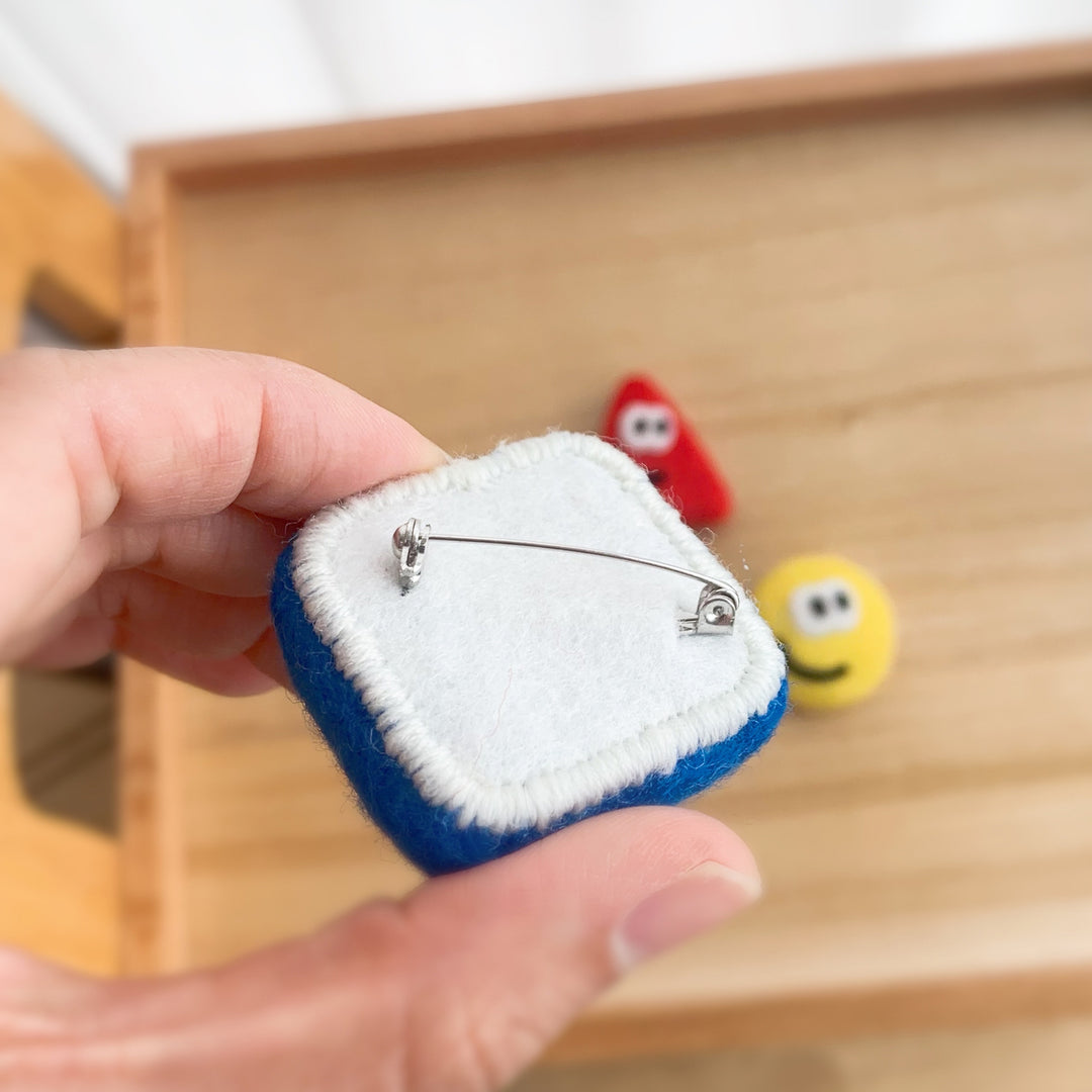 Adorable Handmade Felt Mushroom Brooch - Triangle Circle Square Design