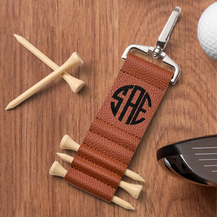 Personalized Monogram Golf Bag Tag Tee Holder with 5 Tees Golf Accessory Gift for Him