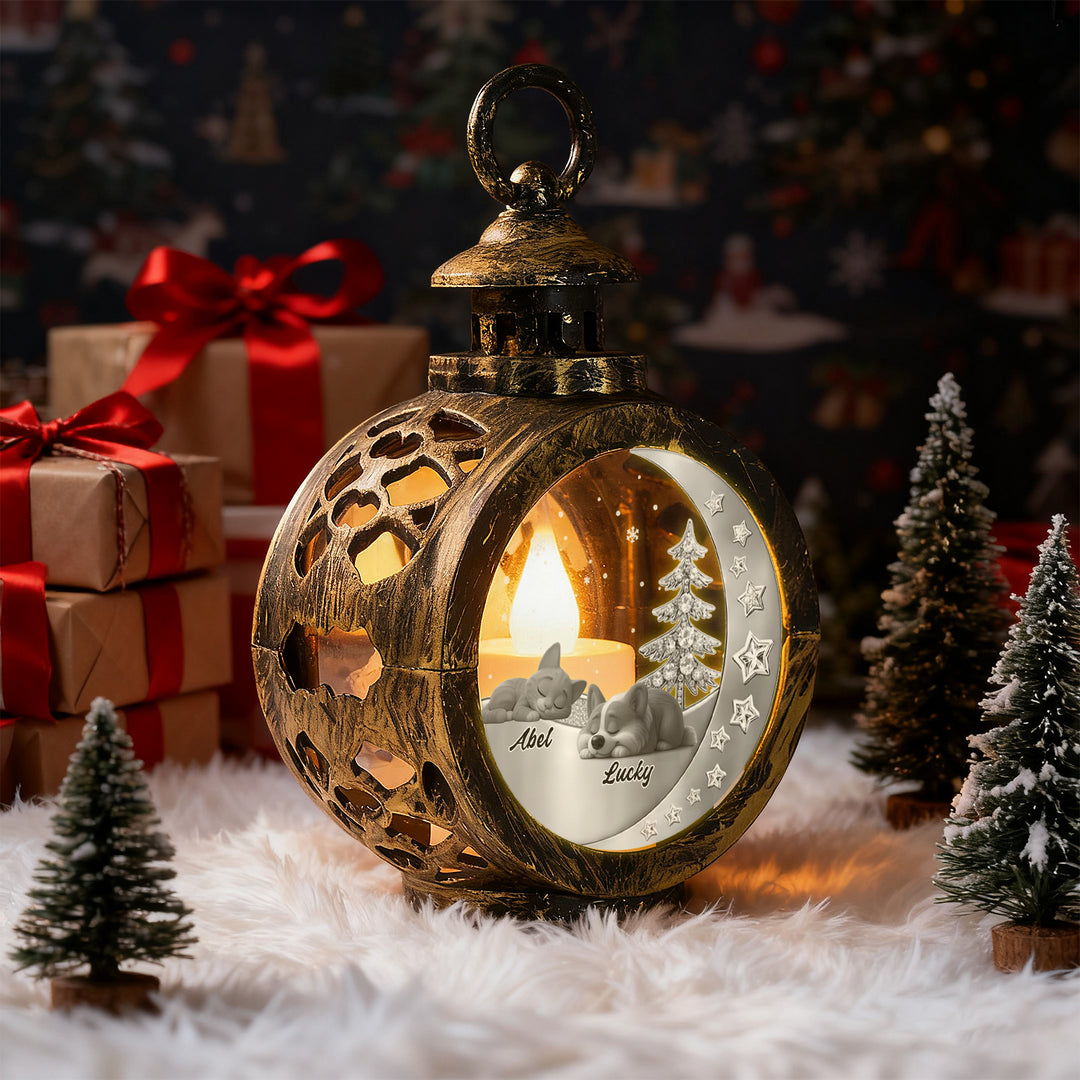 Custom 2 Pets Photo into Cartoon Style Ornament – Personalized Pet Name Christmas Gift for Pet Lovers