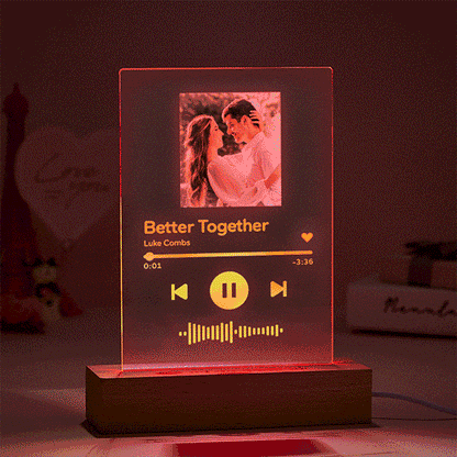 Music Code Art Glass Album Cover Custom Music Plaque Anniversary Gift For Lover