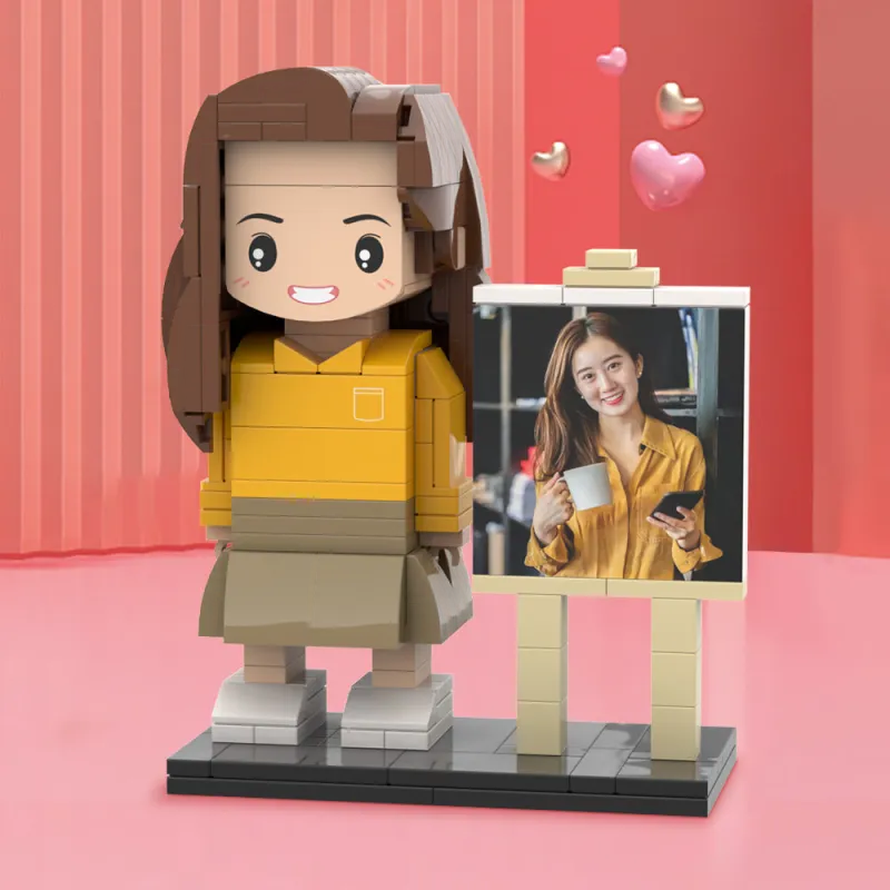 Custom Full-Body Brick Figure with Frame – Romantic Valentine’s Day Gift for Her