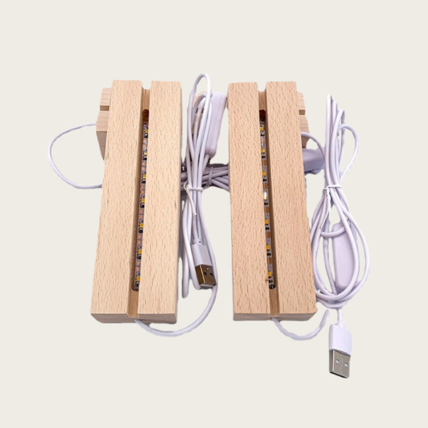 Groove Wooden LED Lamp Base – White / Three-Color / Seven-Color Lighting (Base Only Acrylic Plaque Not Included)