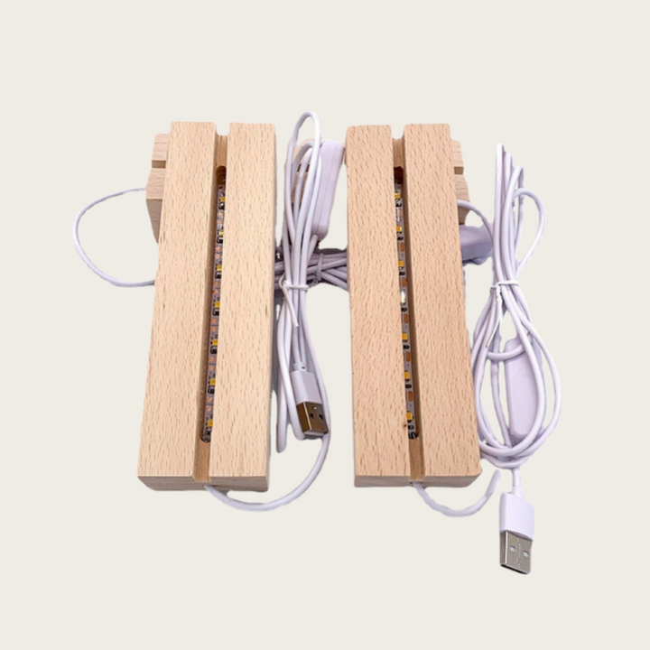 Groove Wooden LED Lamp Base – White / Three-Color / Seven-Color Lighting (Base Only Acrylic Plaque Not Included)