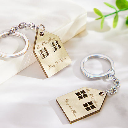 Custom Engraved House Modeling Paired Keychains Housewarming Gifts