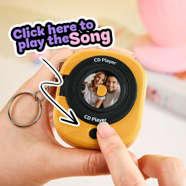 Custom Music CD Record Player Keychain Photo Keychain with Removable Disc