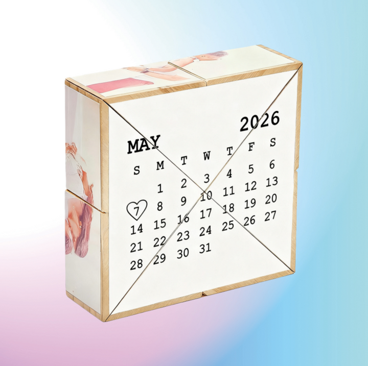Custom Calendar Multi-Photo Wooden Cube – Celebrate Happy Moments Personalized Christmas Gift