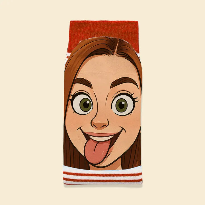 Custom Face Funny Socks Cartoon Style Photo Gifts for Him Her