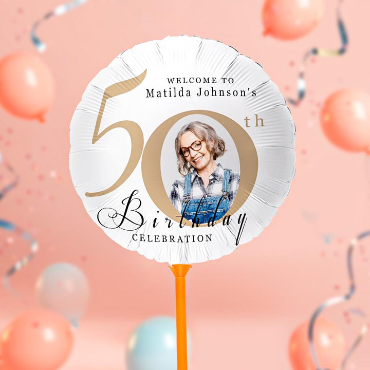Custom 50th Birthday Balloons with Photo for Birthday Party Decoration