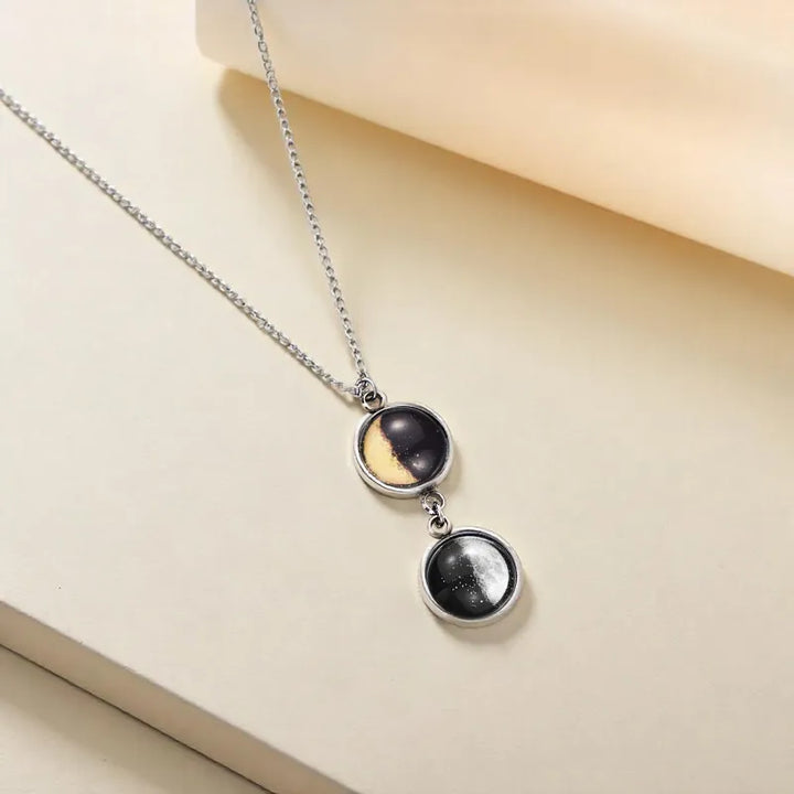 Custom Double Moon Phase Necklace Luminous Necklace Gift for Her