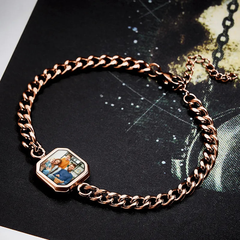 Personalized Temperature-Sensitive Photo Bracelet Magic Photo Men's Bracelet Which Changes Color With Temperature Best Gift For Him