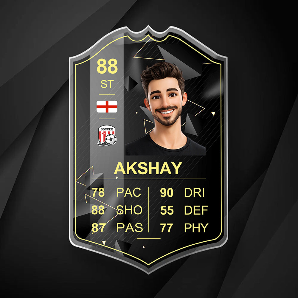 Custom Photo Cartoon-Style Football Scorecard Acrylic Game Card – Personalized Soccer Gift for Fans