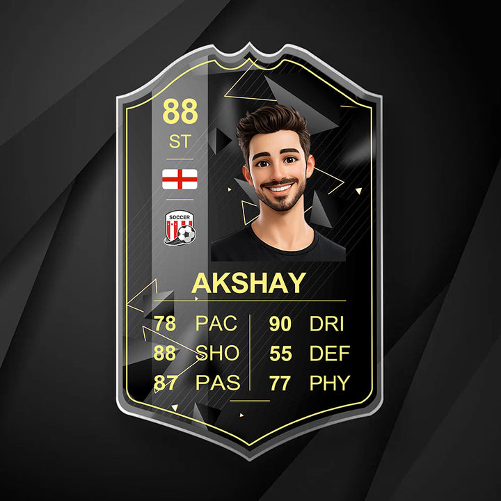 Custom Photo Cartoon-Style Football Scorecard Acrylic Game Card – Personalized Soccer Gift for Fans