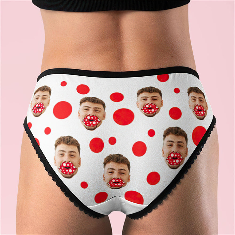 Custom Face Women's Panties Personalized Red Lips Briefs
