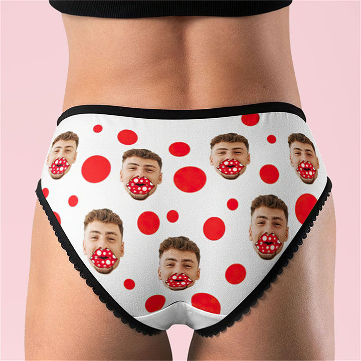 Custom Face Women's Panties Personalized Red Lips Briefs