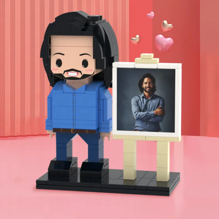 Custom Full-Body Brick Figure with Frame – Sweet Valentine’s Day Gift for Him