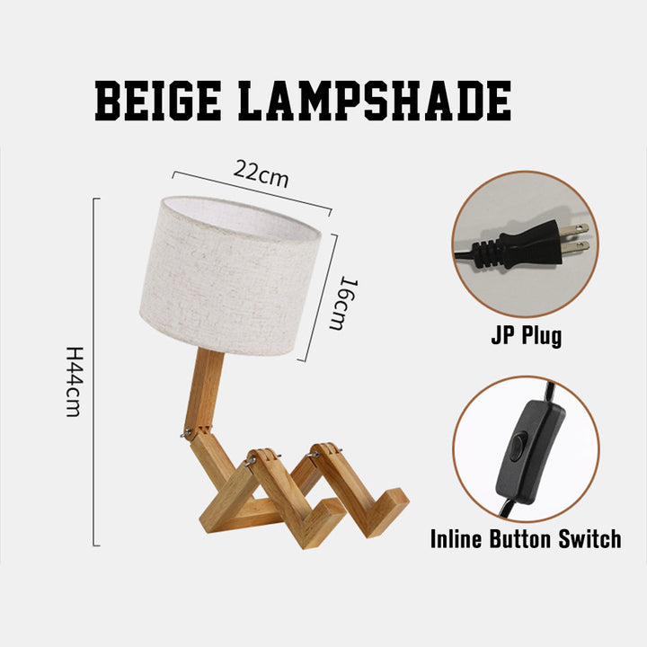 Wooden Robot Table Lamp – Creative Bedside Lamp for Bedroom Artistic Decor Light for Living Room Birthday & Christmas Gift