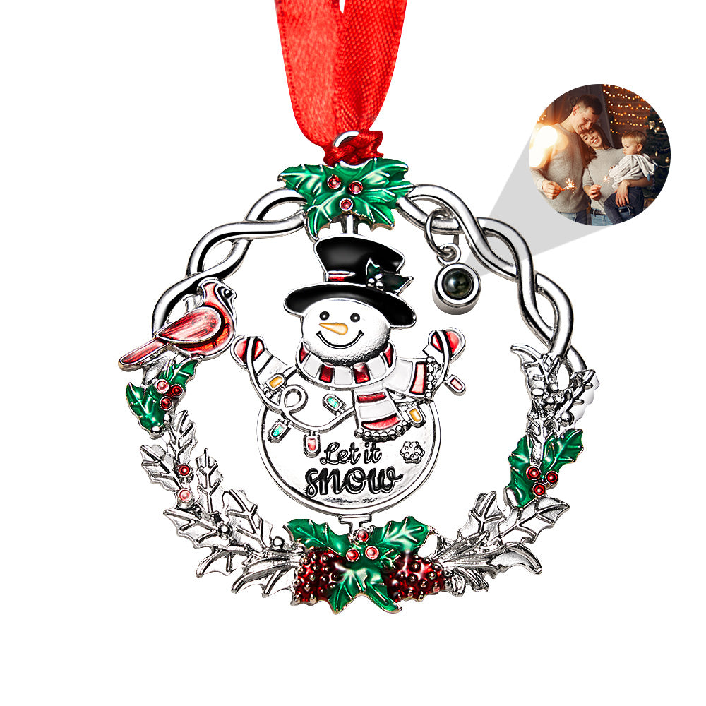 Personalized Photo Snowman Projection Ornament – 2025 Christmas Tree Hanging Decoration