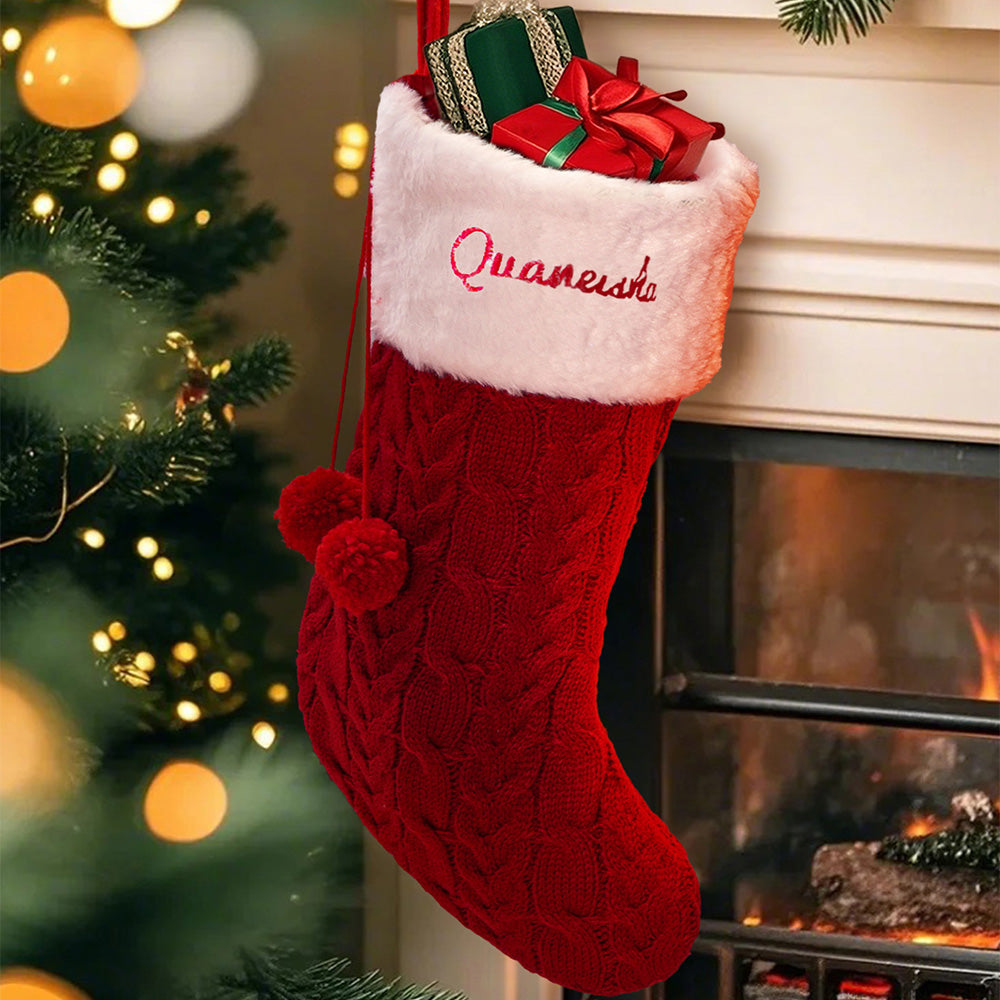 Personalized Christmas Stocking with Name Embroidery Xmas Stockings Decoration