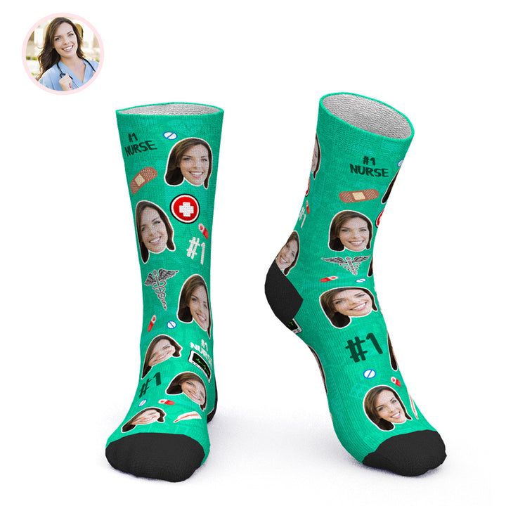 Custom Face Socks Personalized Novelty Nurse Socks