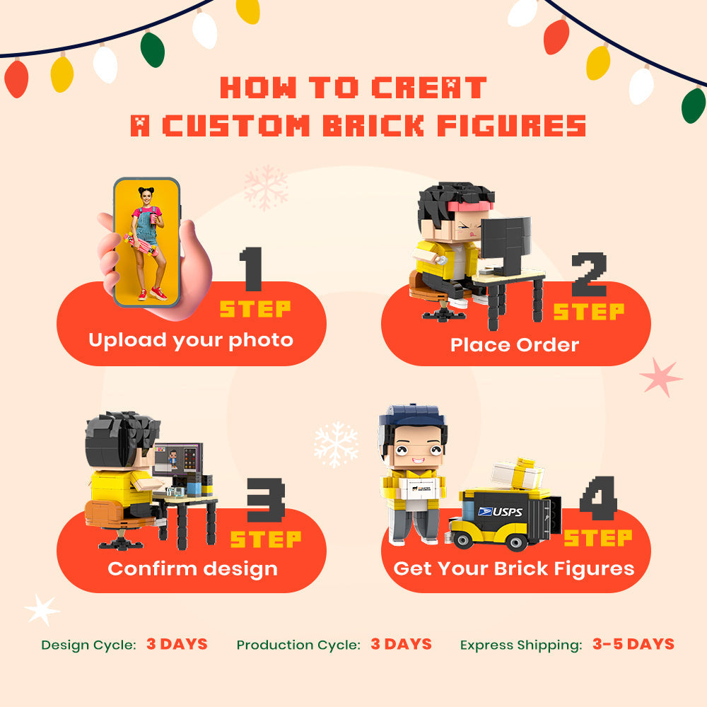 Custom Cute Head Brick Figures Man Show Love Brick Figures Personalized 1 People Brick Figures