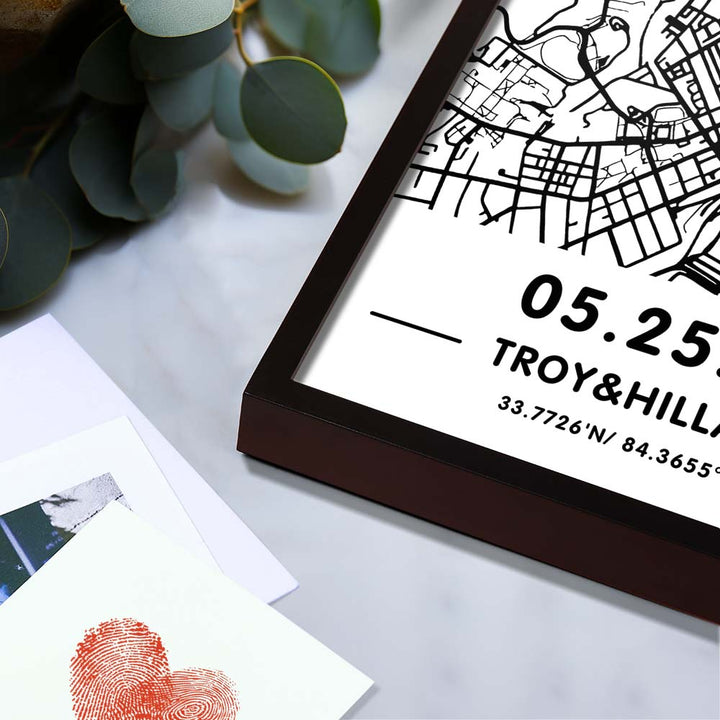 Custom Hand-Drawn Street Map Sign Plaque Personalized Unique Framed Gift Anniversary Love Gift