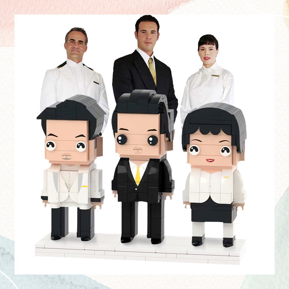 Gifts for Colleagues Full Body Customizable 3 People Custom Brick Figures Small Particle Block