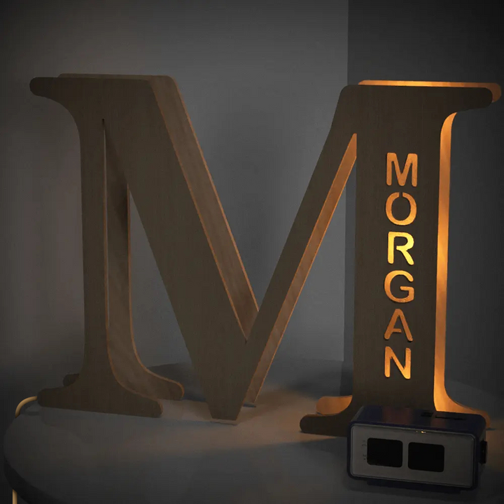 Personalised Wooden Letter Lamp Custom Name Alphabet Night Lights 19CM