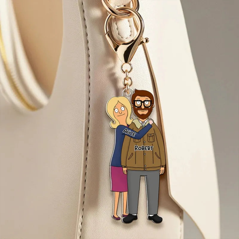 Custom Cartoon Style Keychain Personalized Keychain Gifts for Couple