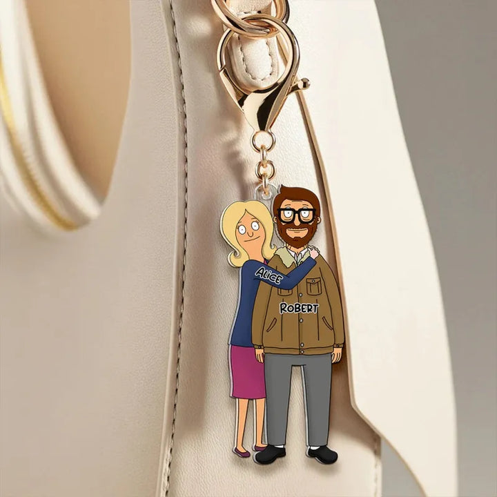 Custom Cartoon Style Keychain Personalized Keychain Gifts for Couple